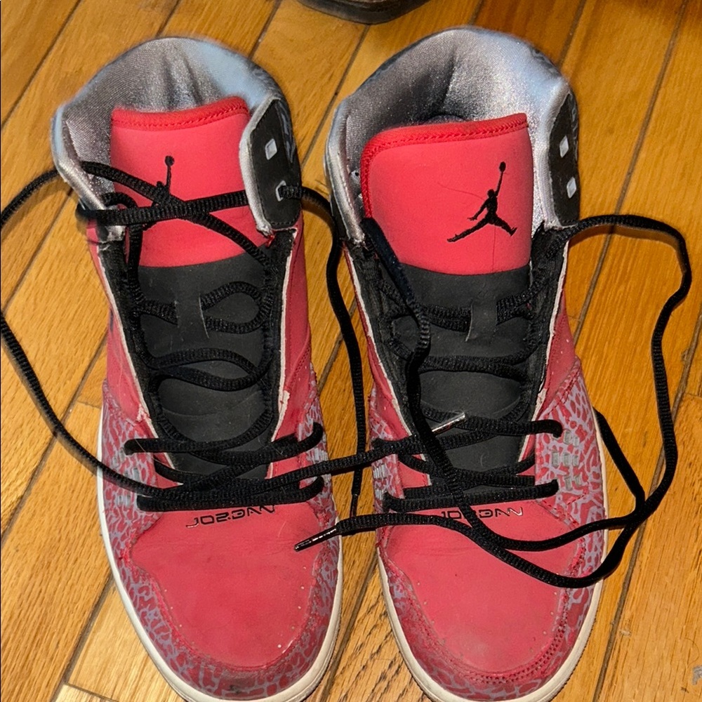 Red and Black High-Top Sneakers